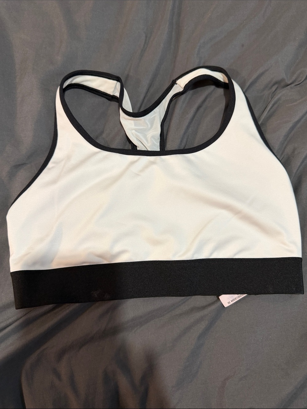 Victoria's Secret White and Black Racerback Sports Bra